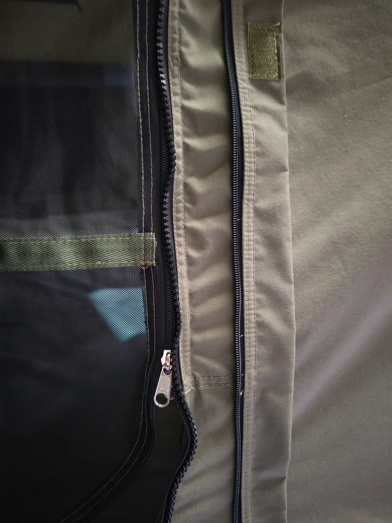 Close view of zipper and sewn seam construction on the LT-18.16 sample