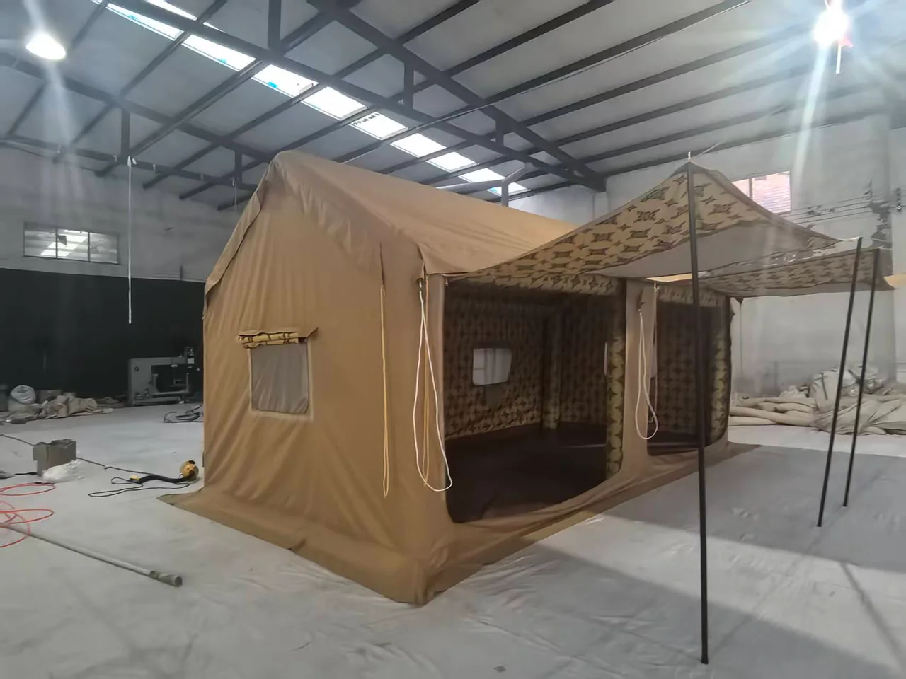 Inflatable Majlis tent viewed from the front corner with the canopy raised