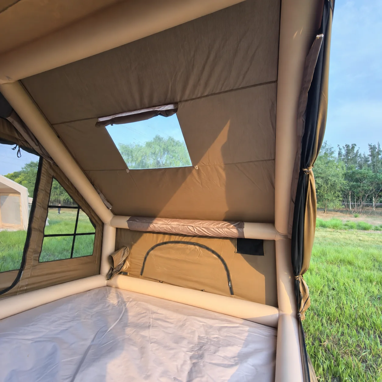 Interior LT-07 roof opening with visible inflatable roof members and ground beam