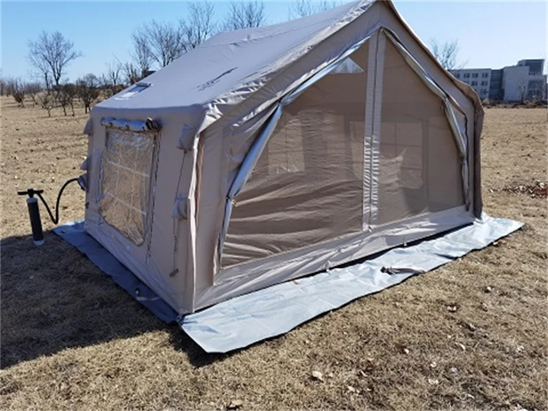 Nine square metre inflatable camping tent displayed outdoors